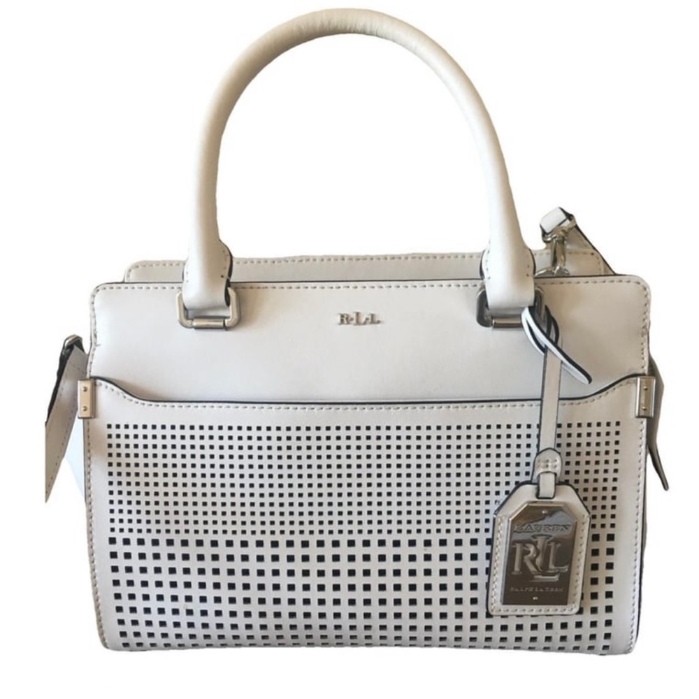 Lauren Ralph Lauren “Sutton” White Leather Satchel